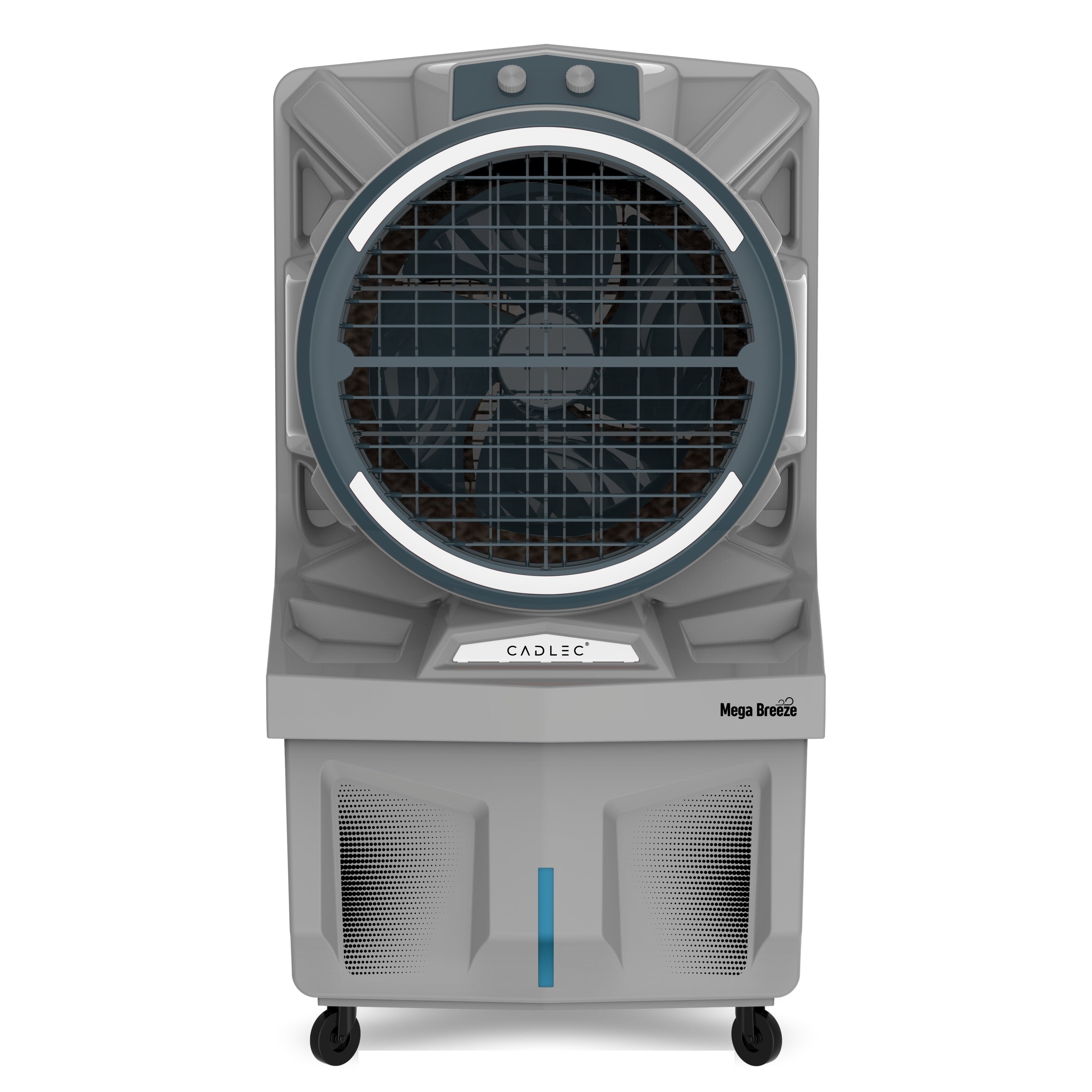 Cadlec MegaBreeze 125L Commercial Air Cooler For Home, High Speed Fan with Powerful Air Throw, Inverter Compatible, Anti-Bacteria Honeycomb Pad, 3 Year Warranty | Grey