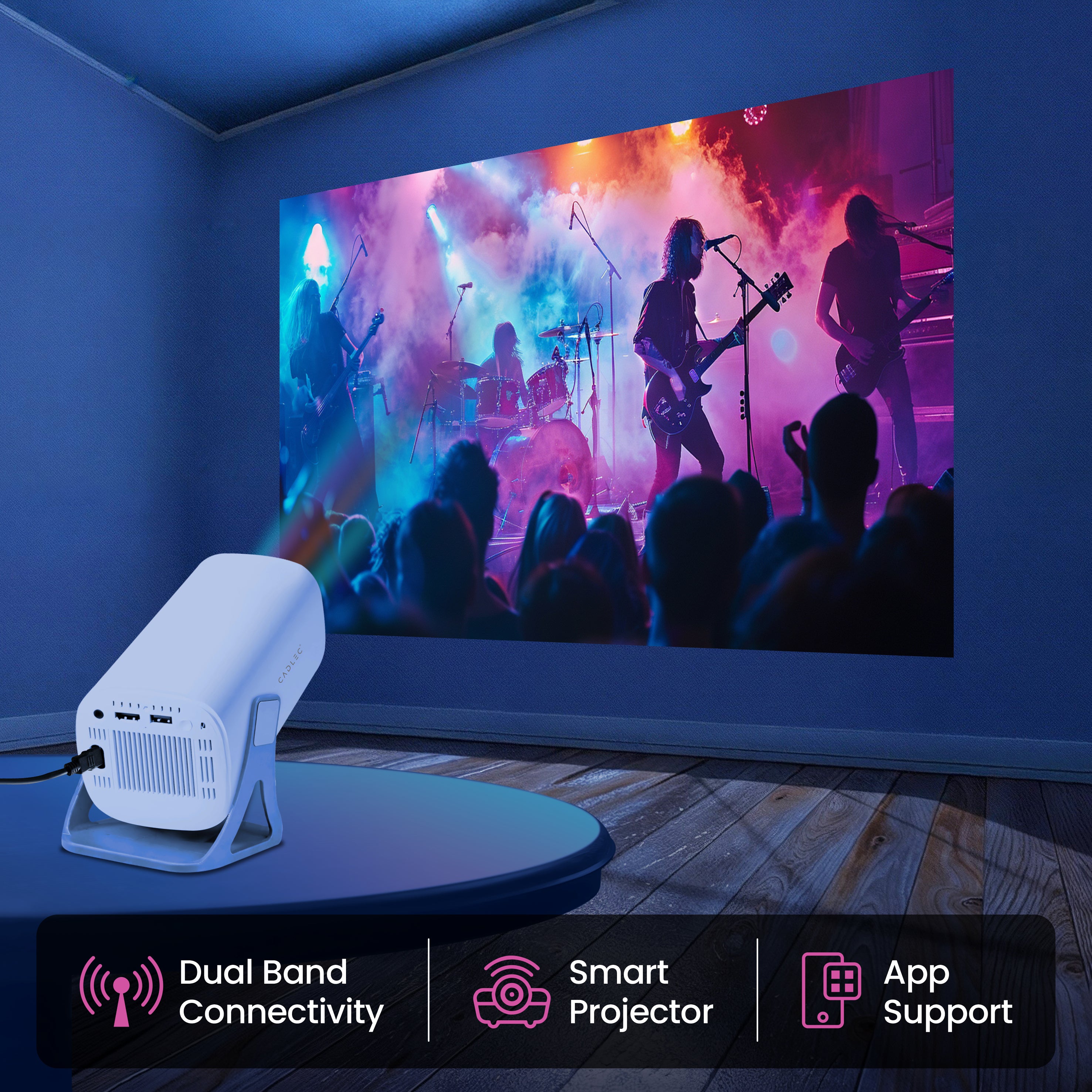 Cadlec LiteCast X1 | Real Full HD 1080p Native, 13.0 Automatic Android Projector | Rotatable Design | 4K HDR Support | Inbuilt Netflix, Prime | ARC-HDMI, USB, WiFi-6, BT, Screen Mirroring
