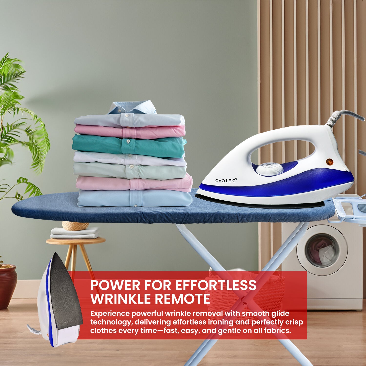 Cadlec Advanced Lightweight Dry Iron with Non-Stick Teflon Coating | 1000W | Sleek Design | 2-Year Warranty