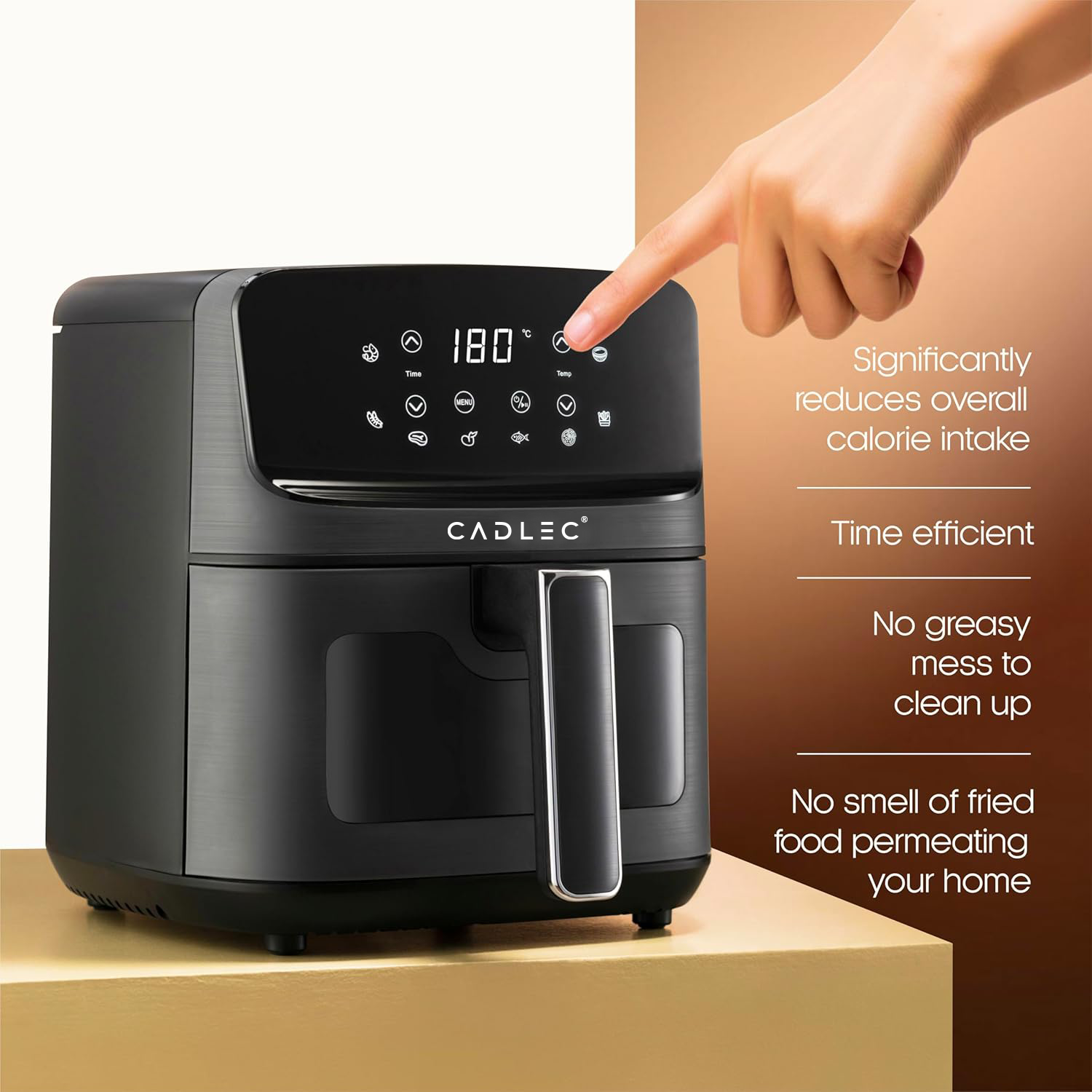 Cadlec Air Fryer - 5L With See Through Window - 1400W (Grey & Black)