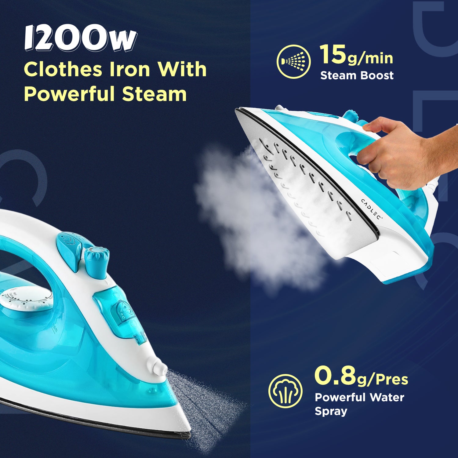 Cadlec GoLite Steam Iron Lightweight with Non-Stick Teflon Coating | 1200W | Sleek Design | 2-Year Warranty