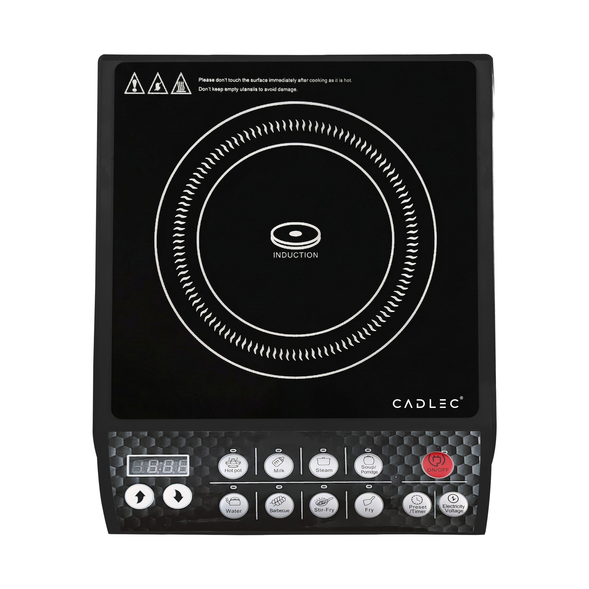 Cadlec CookFusion 2000W Induction Cooktop | 7 Cooking Modes, Auto Shut-Off, Over-Heat Protection, LED Display, BIS Approved, 2-Year Warranty | Black