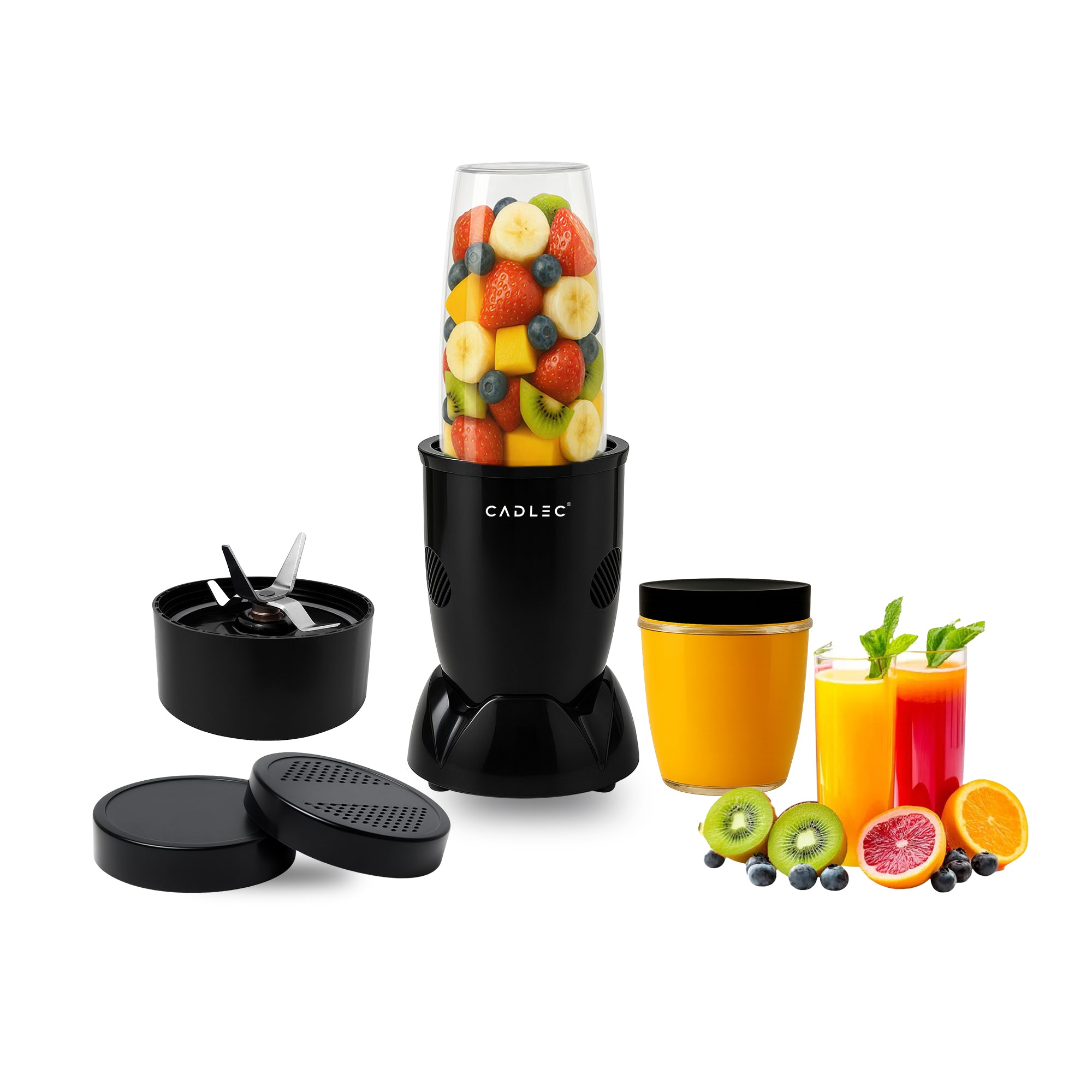Cadlec NutriBlend Copper Juicer Mixer Grinder | 500W Smoothie Maker All-in-1 Juicer & Blender for Juicing, Grinding & Blending | Shockproof ABS Body | 2-Year Warranty (Black)